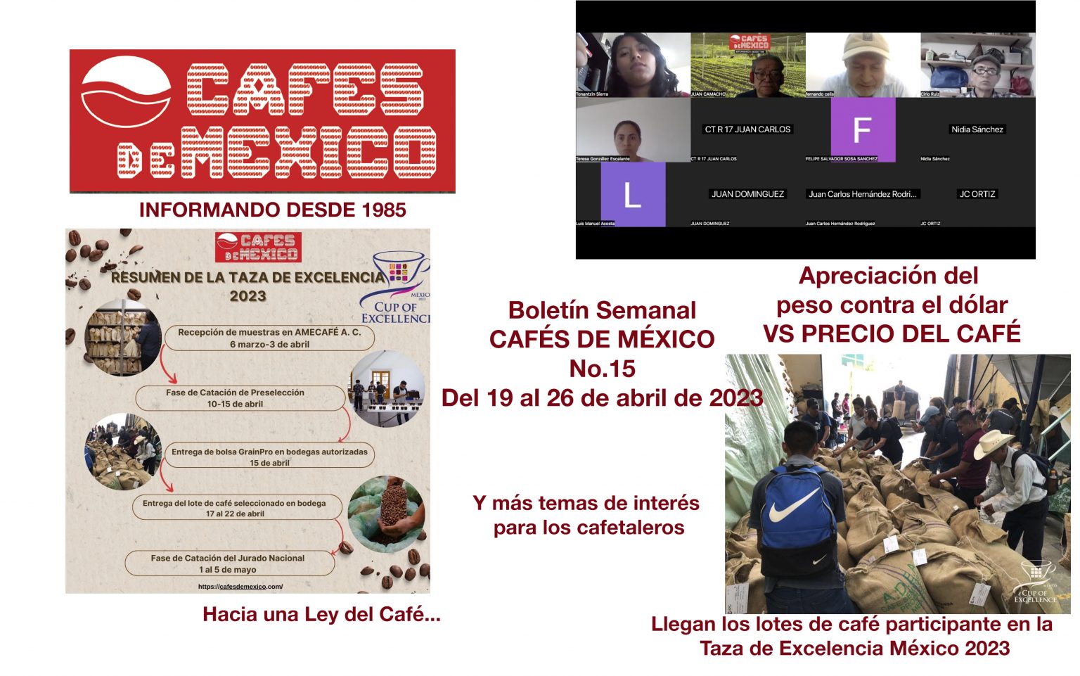 Boletín Semanal de CAFÉS DE MÉXICO No. 15 DEL 23 AL 30 DE ABRIL DE 2023