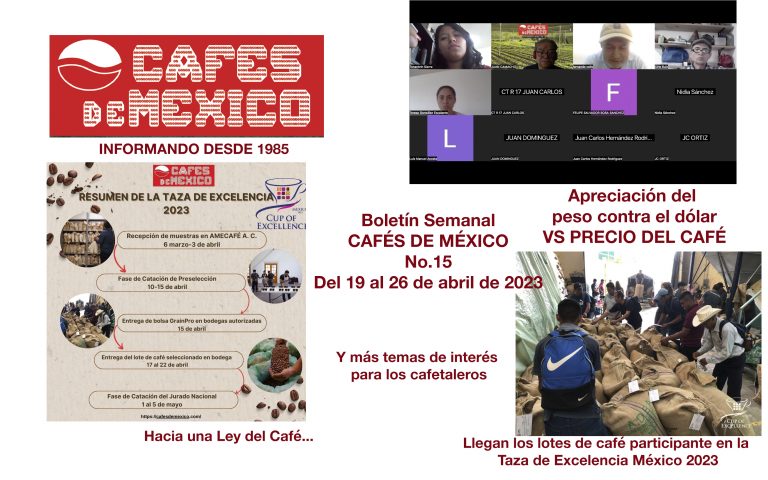 Boletín Semanal de CAFÉS DE MÉXICO No. 15 DEL 23 AL 30 DE ABRIL DE 2023