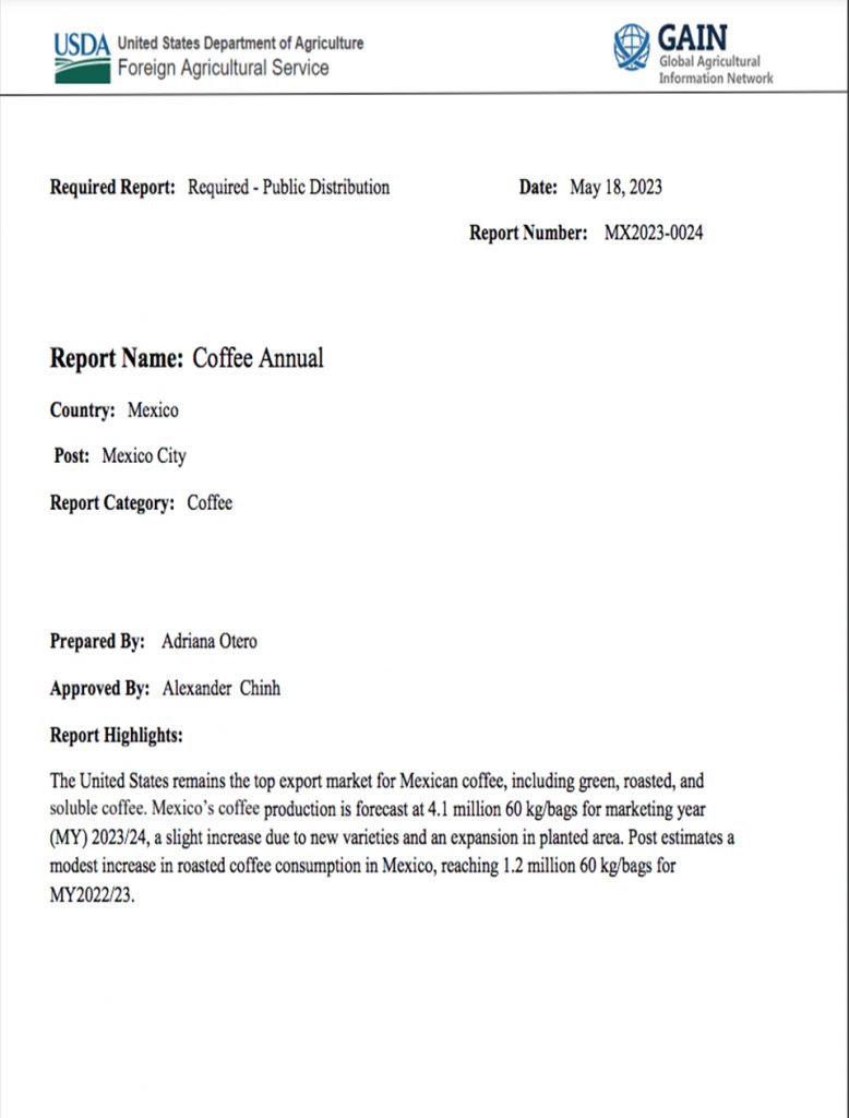 Coffee Annual por USDA / May 18, 2023