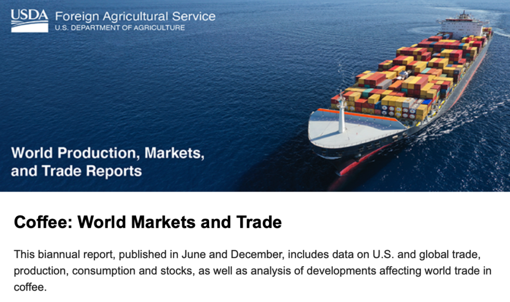 Reporte bianual del Mercado y comercio del café de la USDA